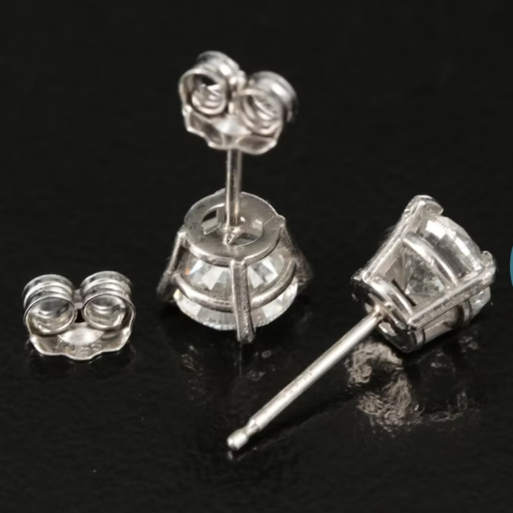 Platinum 1.54 CTW Diamond Stud Earrings with Online GIA Dossier and GIA eReport - Picture 6 of 9